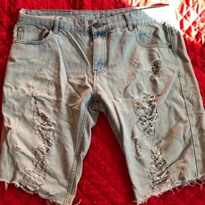 Ripped jean shorts